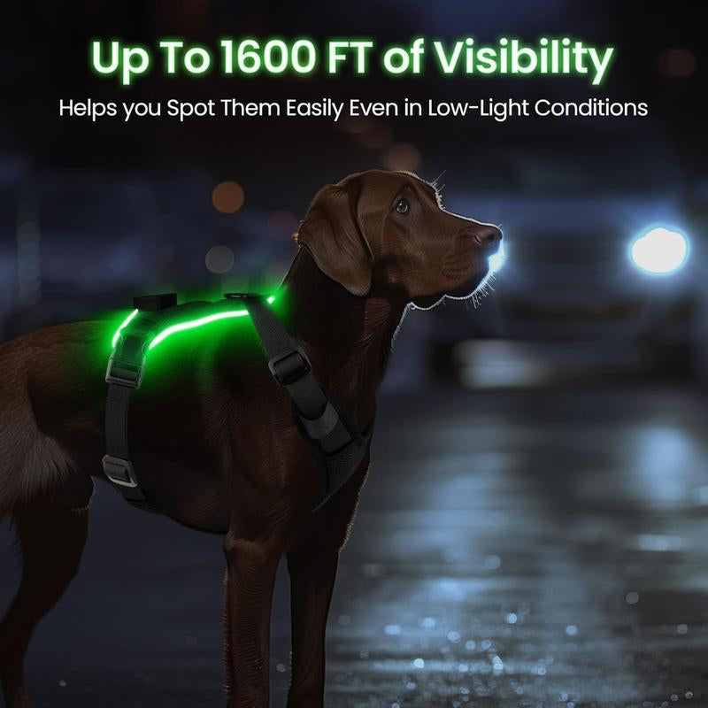 Illuminate Your Dog's Adventures: Rechargeable LED Harness for All Sizes - Breathable, Adjustable, Waterproof & Easy to Use! Perfect for Walking & Training!