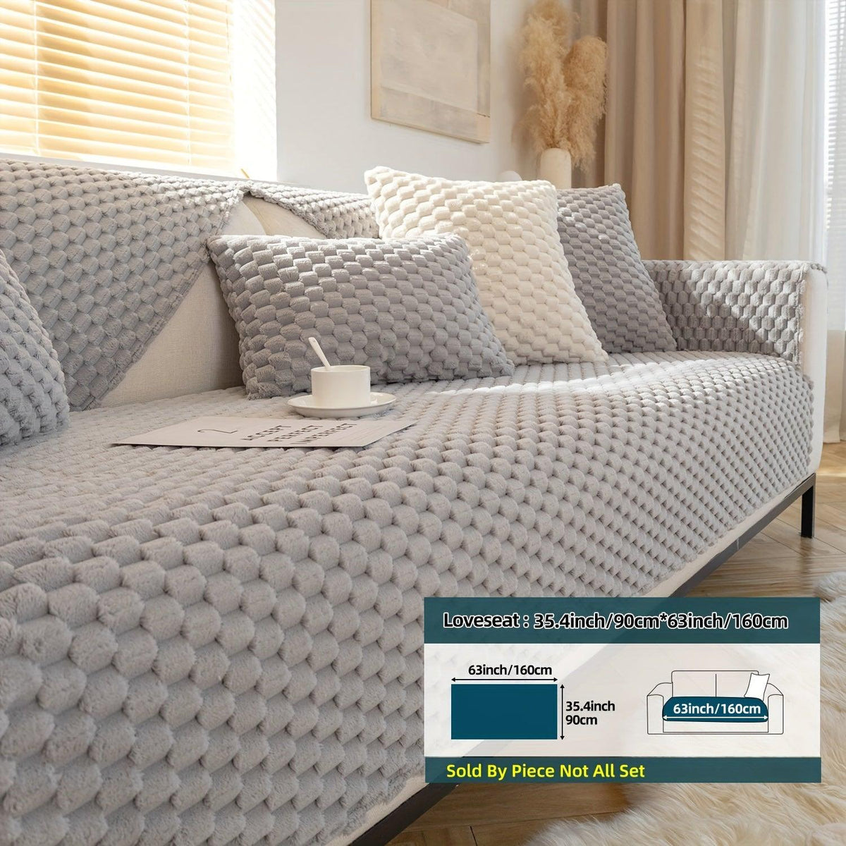 Plush Nordic Sofa Slipcover Pet/Kid Friendly Washable