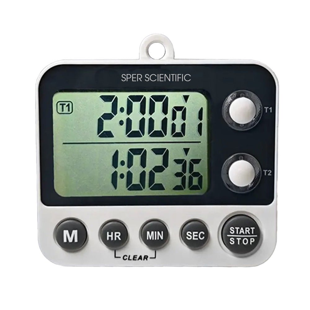 2 Channel Digital Lab + Kitchen Timer with Color Coded LED Lights