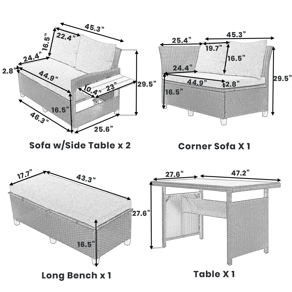 5-Piece Outdoor Sectional Sofa Set