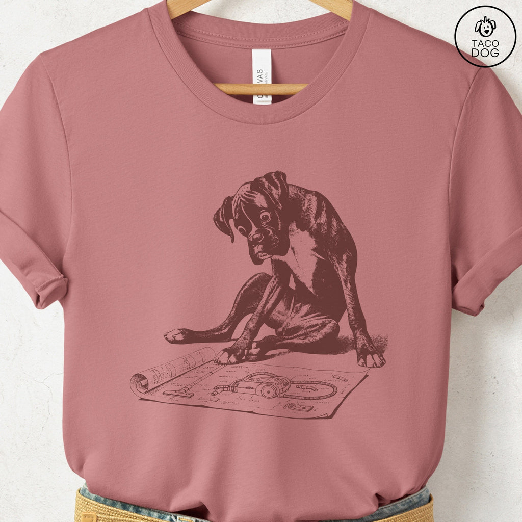 Boxer Dog Vacuum Blueprint T-Shirt