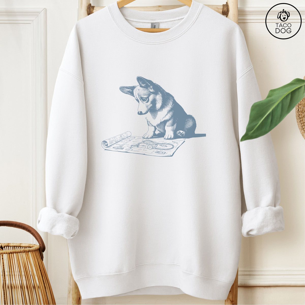 Corgi Vacuum Blueprint Sweatshirt