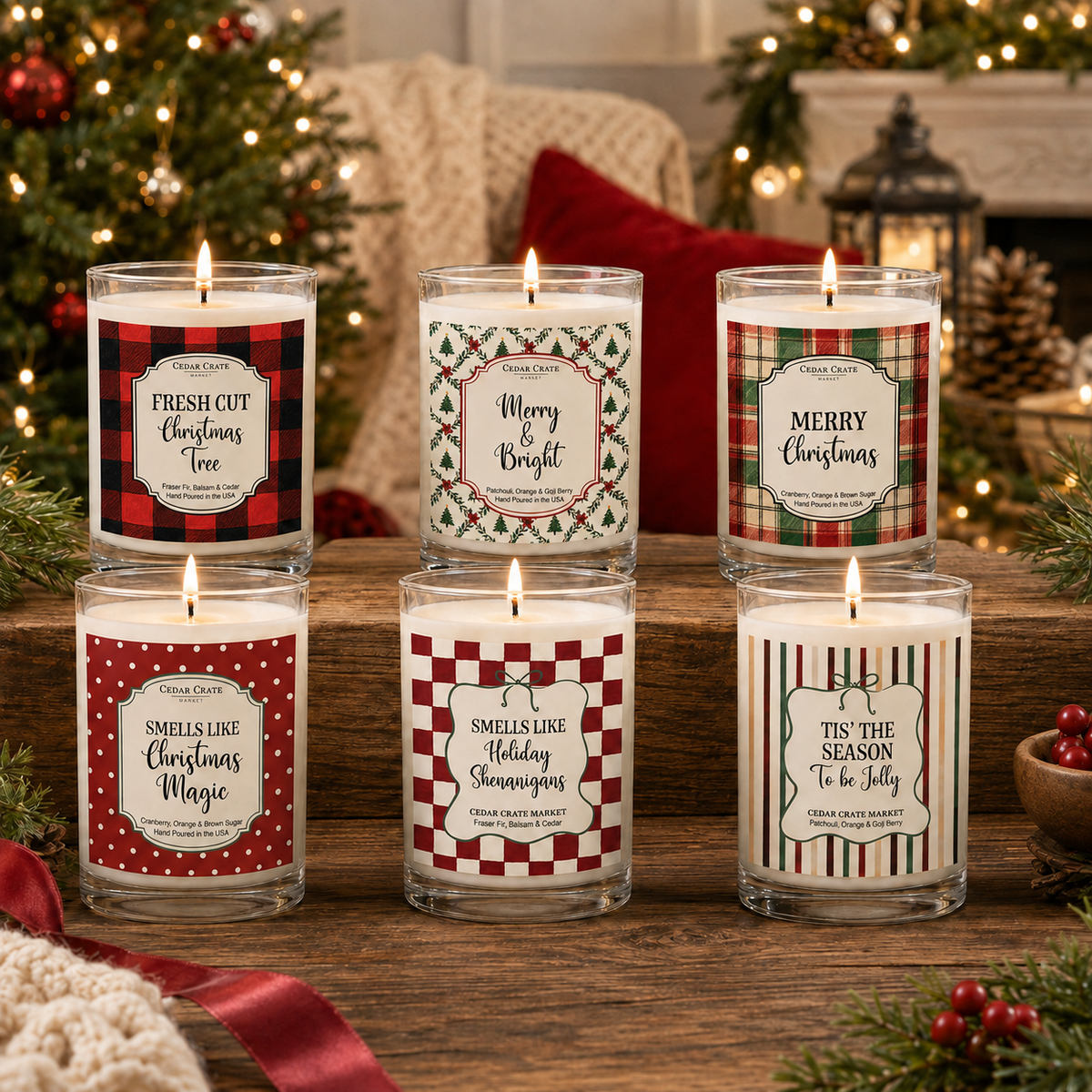 Christmas Candles - Tis The Season To Be Jolly