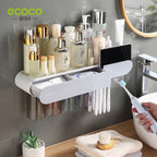 Wall Mounted Toothbrush holder with magnetic mouthwash cup storage