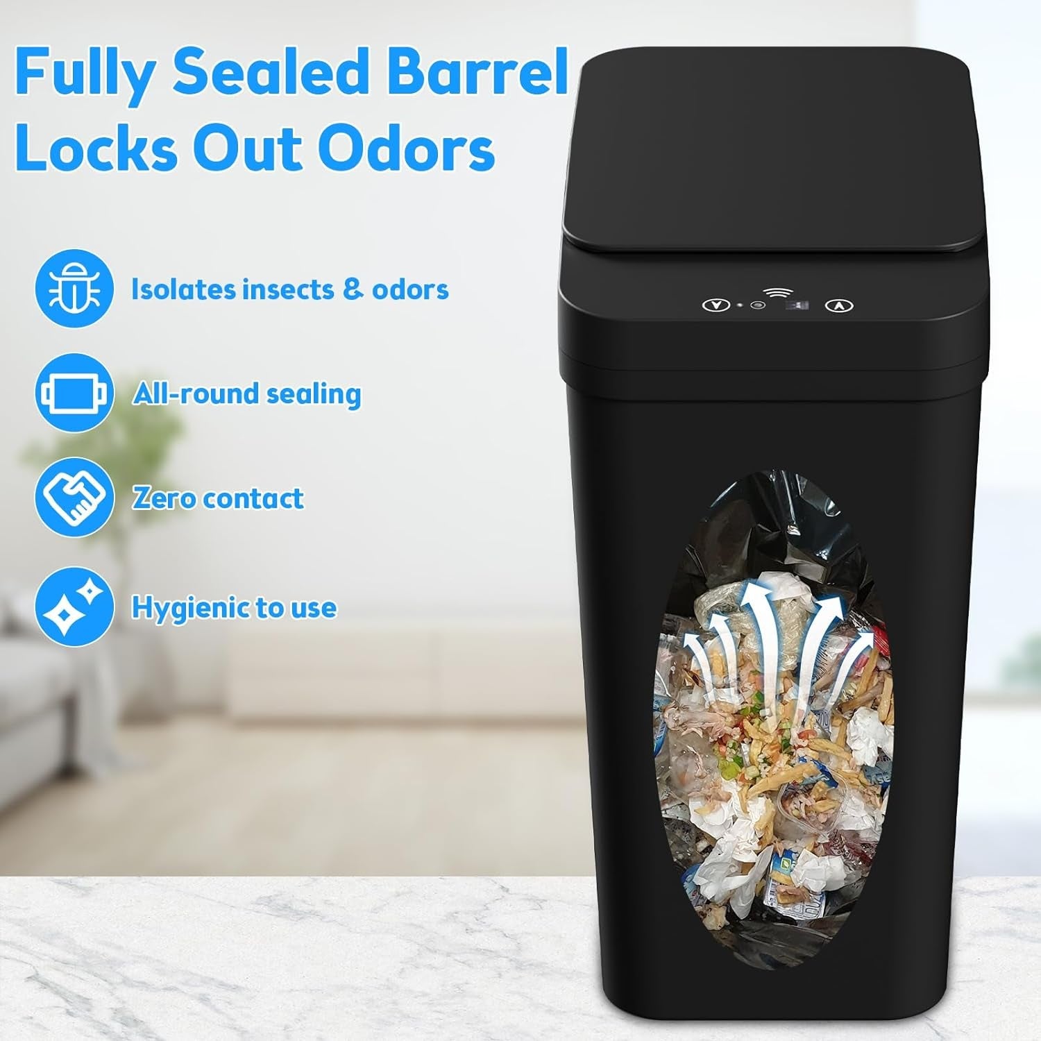 Automatic Touchless, Smart Garbage Can with Lid, 2 Pack 4 & 2.2 Gallon , Motion Sensor