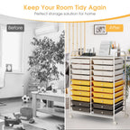 20 Drawers Storage Rolling Cart Studio Organizer-Yellow