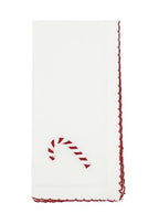 Fennco Styles Embroidered Holiday Wreath Whip Stitch Cloth Napkins 18" W x 18" L, Set of 4 - White Cotton Dinner Napkins for Winter Festivals, Christmas, Banquets, and Special Events