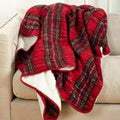 Fennco Styles Sevan Collection Faux Mohair Design Sherpa Red Throw Blanket 50" W X 60'" L