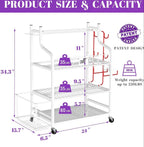 Mythinglogic Yoga Mat Storage Racks, Home Gym Storage Rack for Dumbbells Kettlebells Foam Roller, Yoga Strap and Resistance Bands, Workout Equipment Storage Organizer With Hooks and Wheels