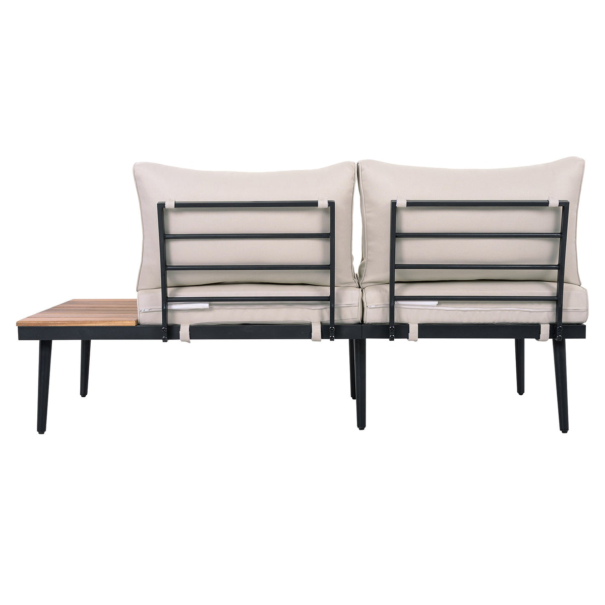 6-Pc Outdoor Sectional Sofa & Nesting Coffee Tables Set, Acacia Wood