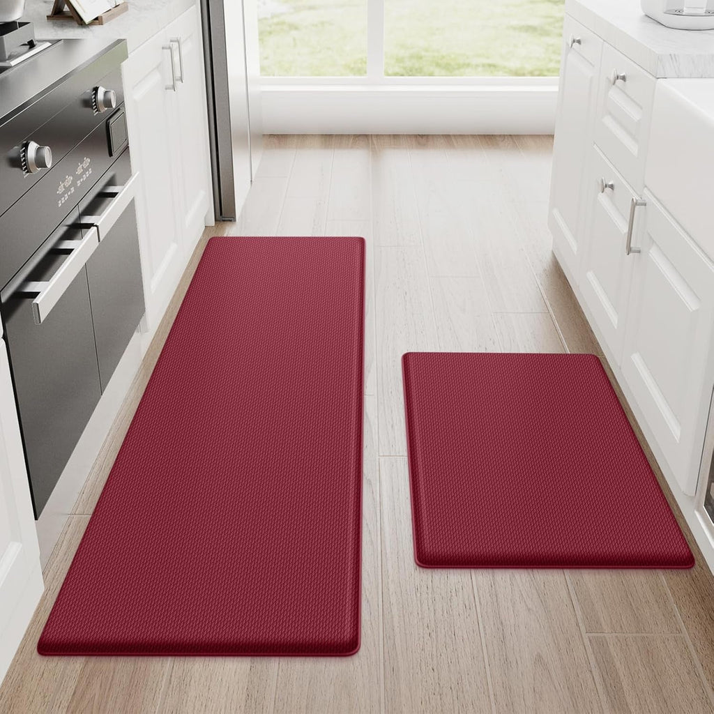 Kitchen Mats, 2PCS Kitchen Rugs, Cushioned anti Fatigue Kitchen Mats for Floor, Non-Slip Standing Desk Mat, Waterproof Kitchen Rug Set for Kitchen,20" X 32"+20" X 94.5"-Full 1Inch Thick,Black