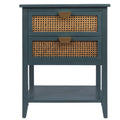 2 Drawer Side Table, Natural Rattan
