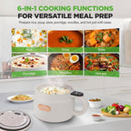 1.6 Liter Portable Rice Cooker & Bento Box Non-Stick Ceramic Coating 6 Cooking Functions: Rice, Soup, Stew, Congee & more