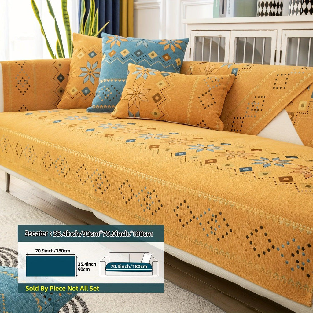 Geometric Bohemian Chenille Slipcovers Pet/Kid Friendly Washable