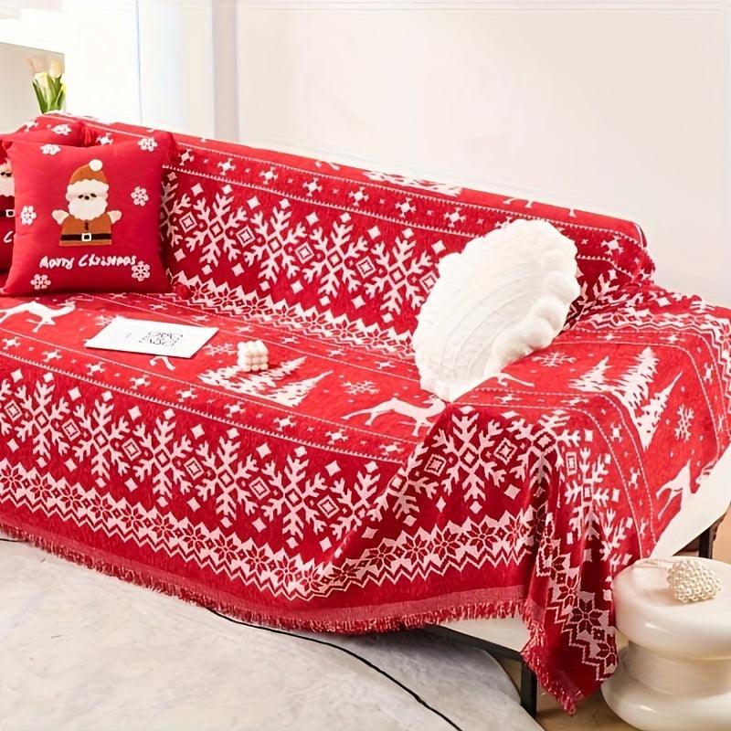 Festive Red Christmas Sofa Cover