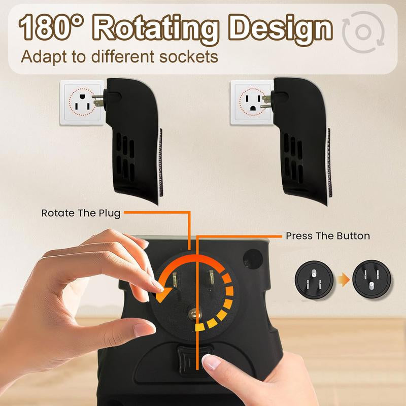 Remote Wall Outlet Electric Small Space Heater, Adjustable Thermostat, Timer and LED Display
