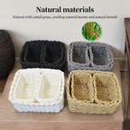 3-Piece Handmade Straw-Woven Paper-Rope Storage Baskets (Bath, Home, & Office Use)