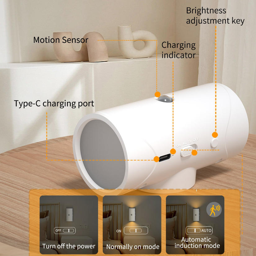 LED Wireless Wall Sconce, Motion Sensor Light
