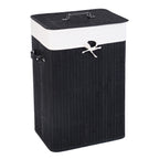 19 Gal Rectangle Laundry Basket Bamboo Clothes Hamper with Handles and Lid, Various Colors Black, Natural, White