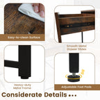 2-Drawer Home Office Desk with Steel Frame