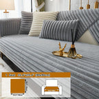 Luxurious Rabbit Fur Sofa Slipcover | Non-Slip Light Grey for Pet/Kid Protection