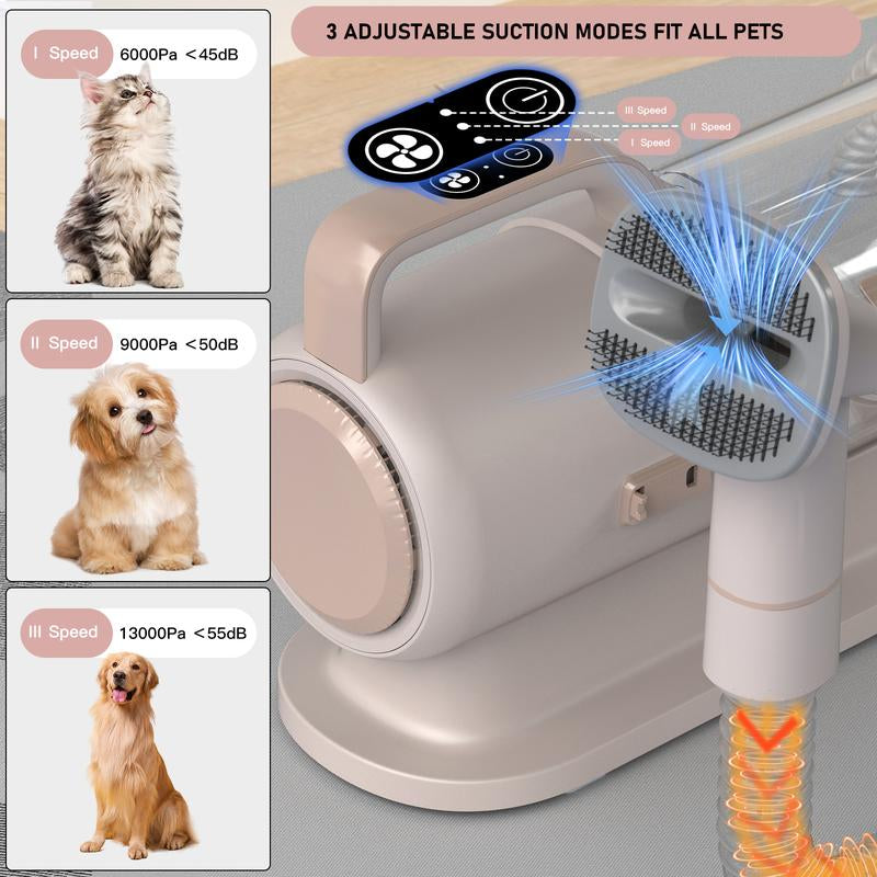 Geoorood Dog Grooming Vacuum All-In-One Kit with 10Kpa Suction, 2.2L Dust Tank, Adjustable Combs, Lightweight Design, Perfect for Gifts & Home Use