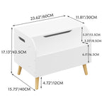 Toy Box With Front Bookshelf, Flip Top Lid, Safety Hinge For Kids Room Organization - White