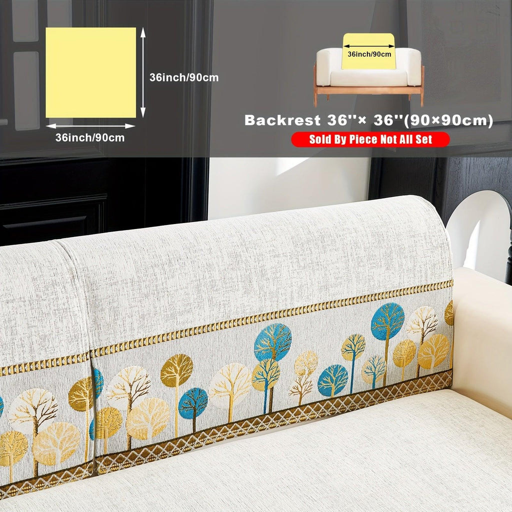Autumn Trees Boho Chenille Sofa Cover Pet/Kid friendly