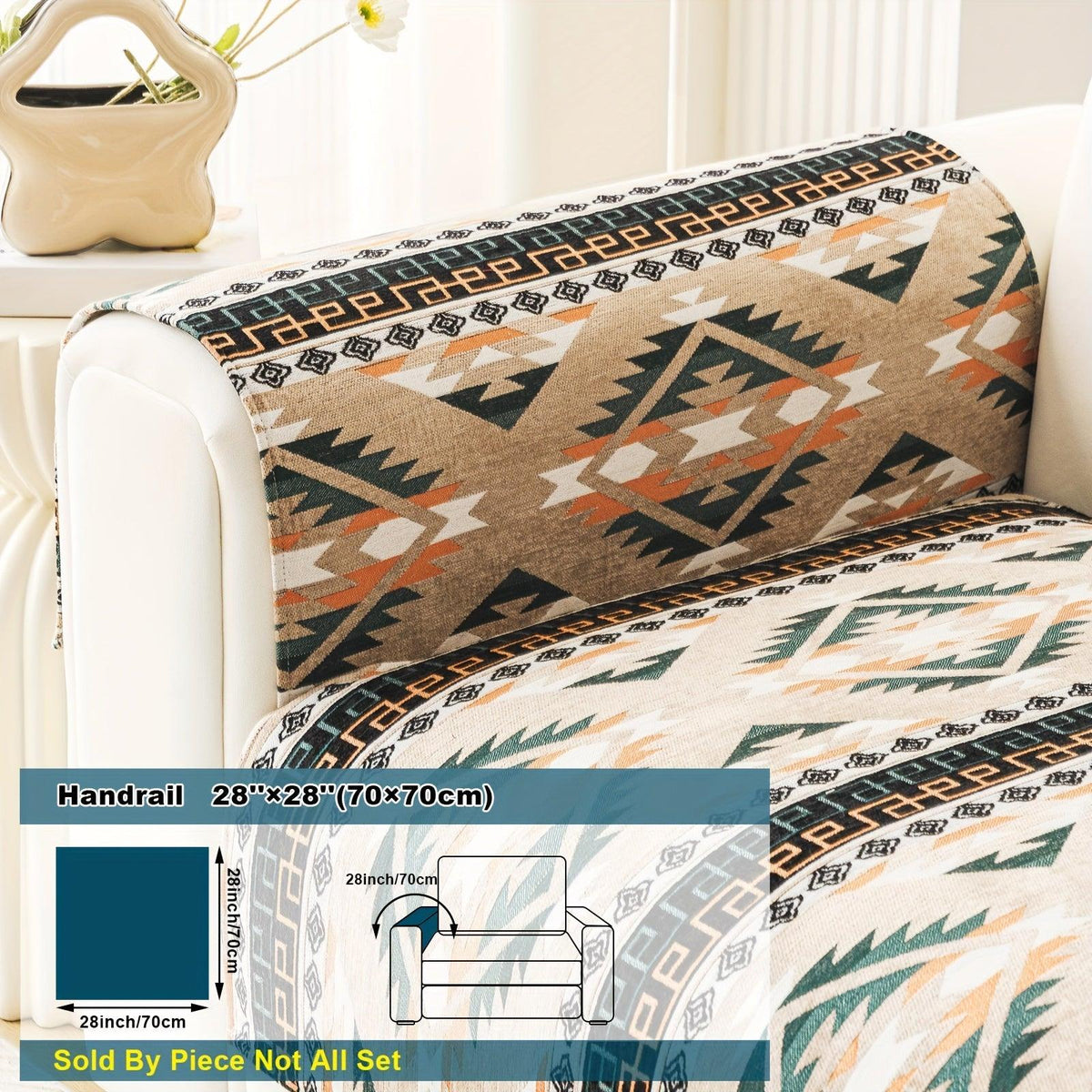 Boho Winter Couch Cover - Chic Snow Chenille Pet Protector