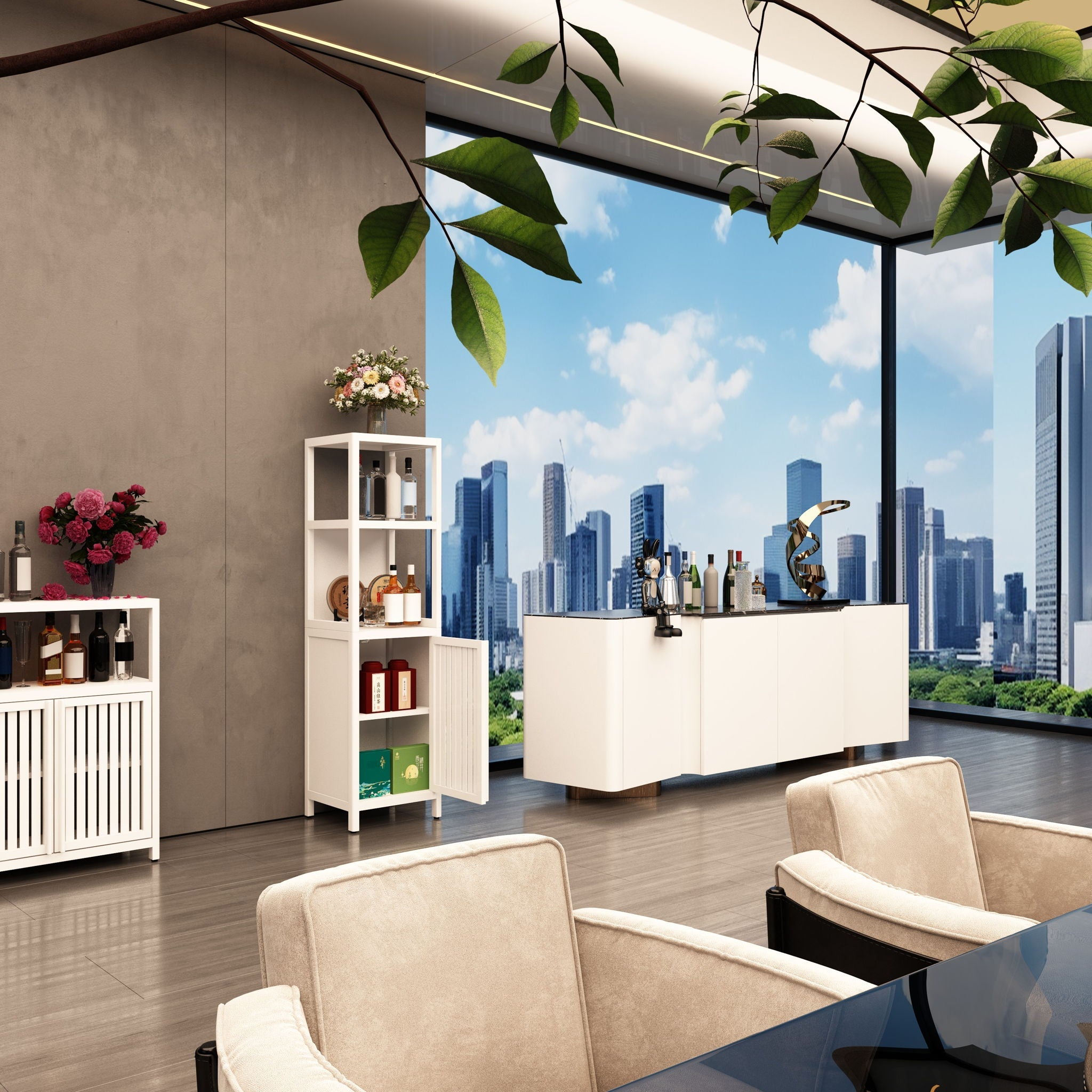 Storage Cabinet, Tall Tower, Multifunctional For Bathroom Entry Bedroom Laundry