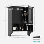 Bathroom Cabinet Medicine Cabinet, Black, Bathroom Kitchen
