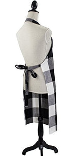Fennco Styles Black Buffalo Check Plaid Design Cotton Kitchen Full Size Apron 24" W X 36" L