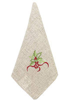Fennco Styles Embroidered Holly Christmas Tree Double-Layer Holiday Tablecloth