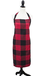 Fennco Styles Black Buffalo Check Plaid Design Cotton Kitchen Full Size Apron 24" W X 36" L