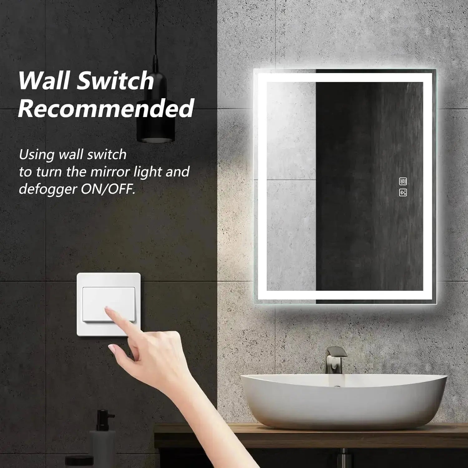 Center Glow LED Bathroom Mirror 20x28 Inch