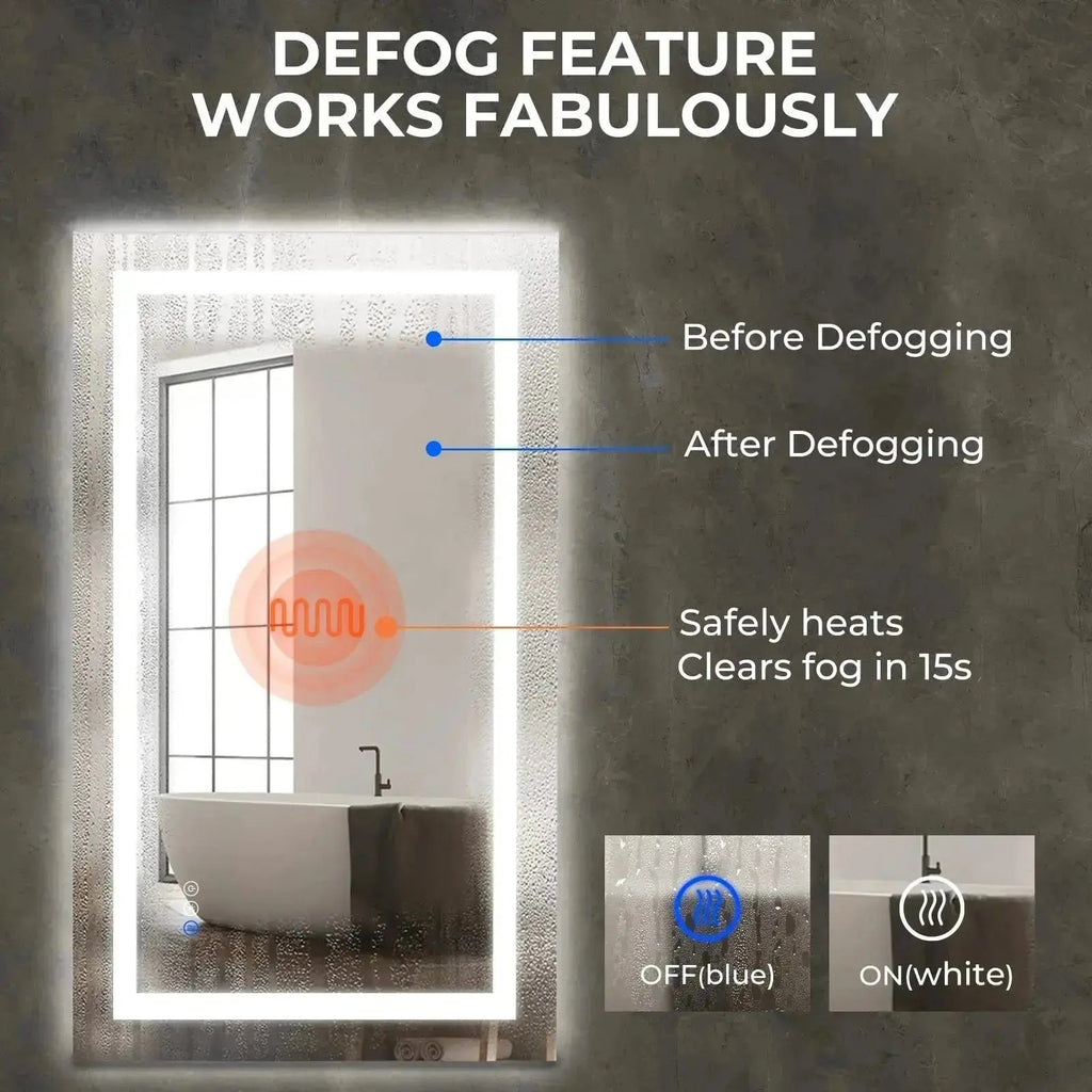 Center Glow LED Bathroom Mirror 20x28 Inch