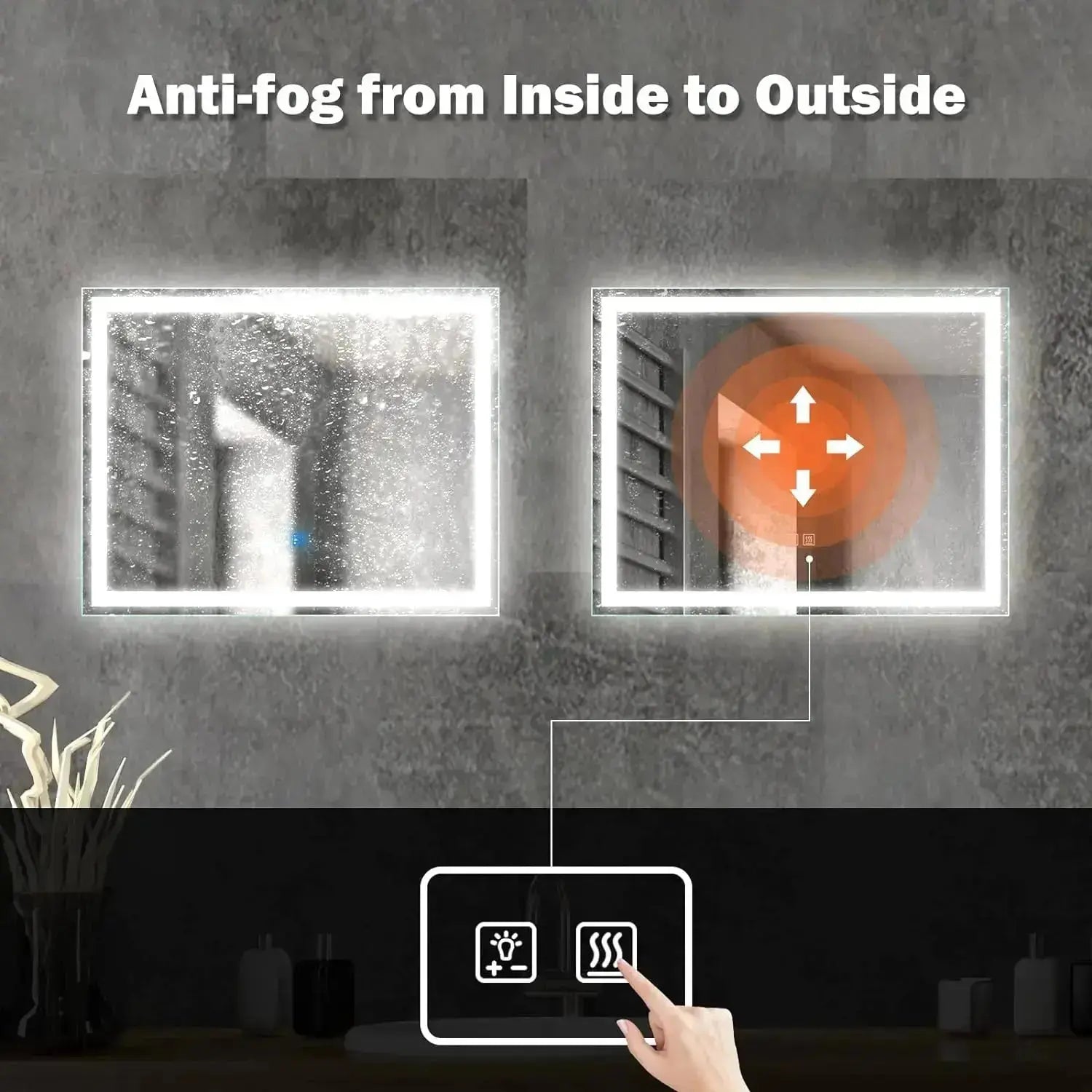 Center Glow LED Bathroom Mirror 20x28 Inch