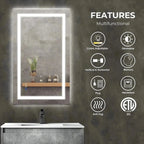 Center Glow LED Bathroom Mirror 20x28 Inch