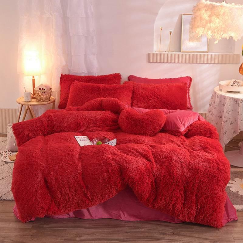 Thick Fleece Duvet Cover Bedding Set, 13 Colors