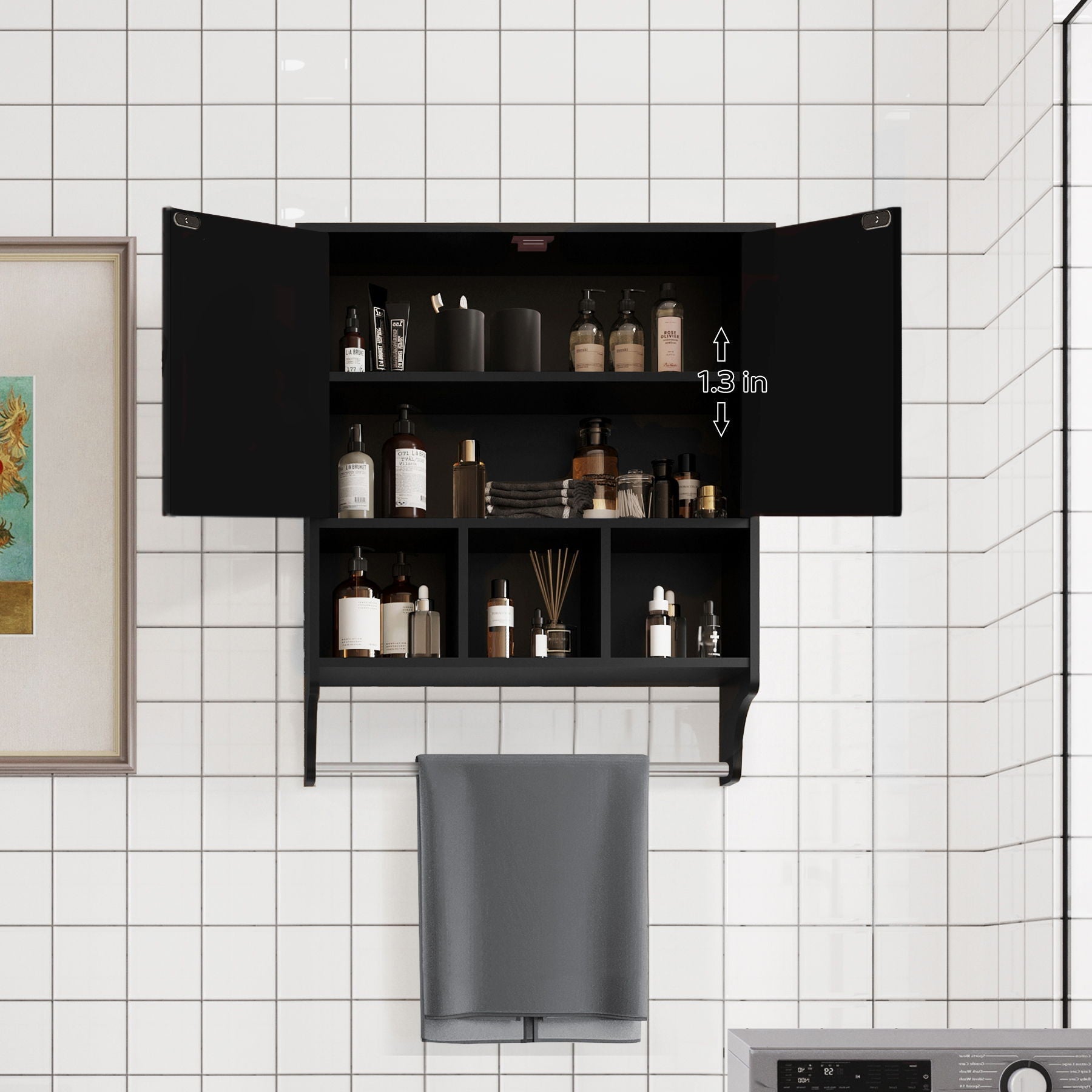 Bathroom Cabinet Medicine Cabinet, Black, Bathroom Kitchen