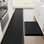 Kitchen Mats, 2PCS Kitchen Rugs, Cushioned anti Fatigue Kitchen Mats for Floor, Non-Slip Standing Desk Mat, Waterproof Kitchen Rug Set for Kitchen,20" X 32"+20" X 94.5"-Full 1Inch Thick,Black