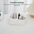 3-Piece Handmade Straw-Woven Paper-Rope Storage Baskets (Bath, Home, & Office Use)