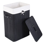 19 Gal Rectangle Laundry Basket Bamboo Clothes Hamper with Handles and Lid, Various Colors Black, Natural, White