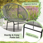 3PCS Patio Acapulco Furniture Bistro Set with GlassTable-Black