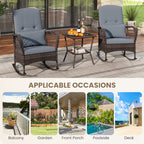 3 Pieces Rocking Bistro Set with 2-Tier Coffee Table