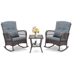 3 Pieces Rocking Bistro Set with 2-Tier Coffee Table
