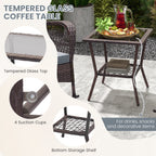 3 Pieces Rocking Bistro Set with 2-Tier Coffee Table