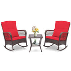 3 Pieces Rocking Bistro Set with 2-Tier Coffee Table