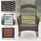3 Pieces Rocking Bistro Set with 2-Tier Coffee Table
