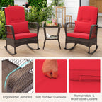 3 Pieces Rocking Bistro Set with 2-Tier Coffee Table